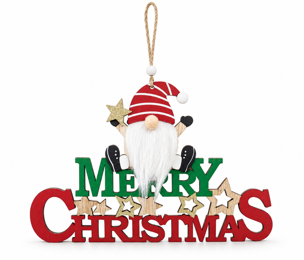 Merry Christmas Gnome Hanging Sign – 30 cm