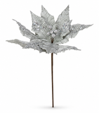 Velvet Sequin Poinsettia Stem – 30cm