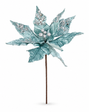 Velvet Sequin Poinsettia Stem – 30cm
