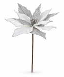 Velvet and Tinsel Poinsettia Stem – 30cm