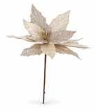 Velvet and Tinsel Poinsettia Stem – 30cm