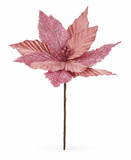 Velvet and Tinsel Poinsettia Stem – 30cm