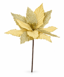 Velvet and Tinsel Poinsettia Stem – 30cm