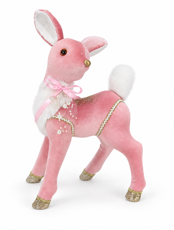 Pink Standing Christmas Reindeer – 33cm