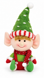 Fleecy Sitting Christmas Elf – 38cm