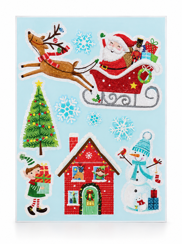 Merry Mix Glitter Christmas Window Clings