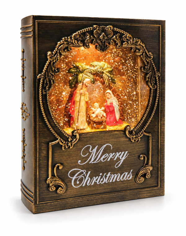 LED Musical Glitter Swirl Nativity Book