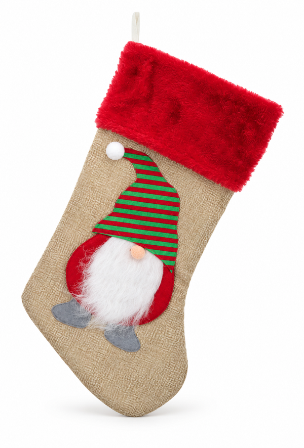 Vintage Gnome Christmas Stocking
