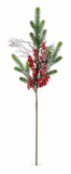 Icy Glitter Foliage and Berry Spray – 76cm
