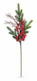 Icy Glitter Foliage and Berry Spray – 76cm