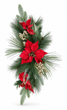 Poinsettia Swag with Glitter Berries – 70cm