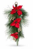 Poinsettia Swag with Glitter Berries – 70cm