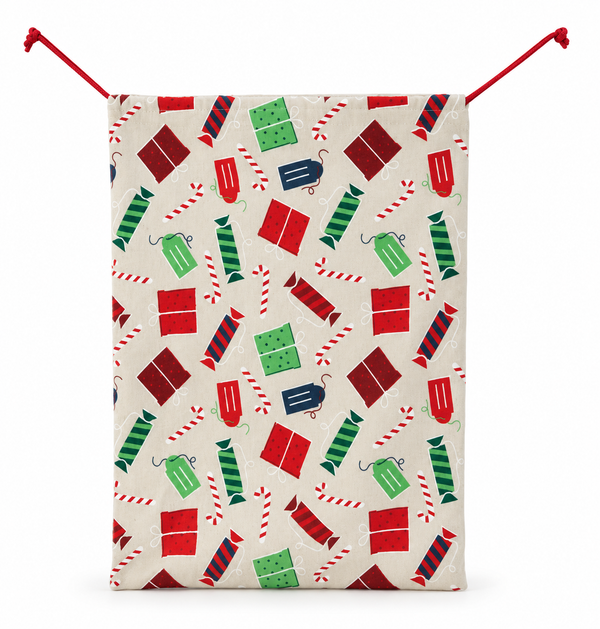 Colourful Canvas Christmas Sack - 70 x 50 cm