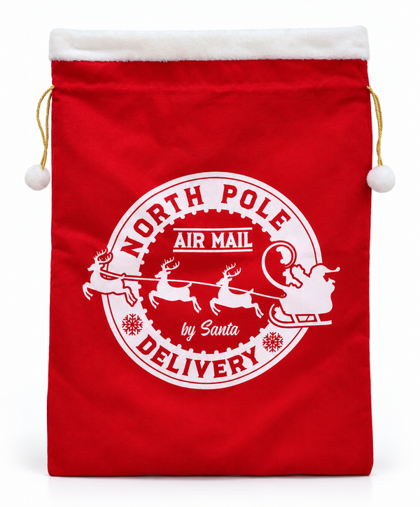Deluxe Red Santa Sack with Plush Trim - 70 x 50 cm