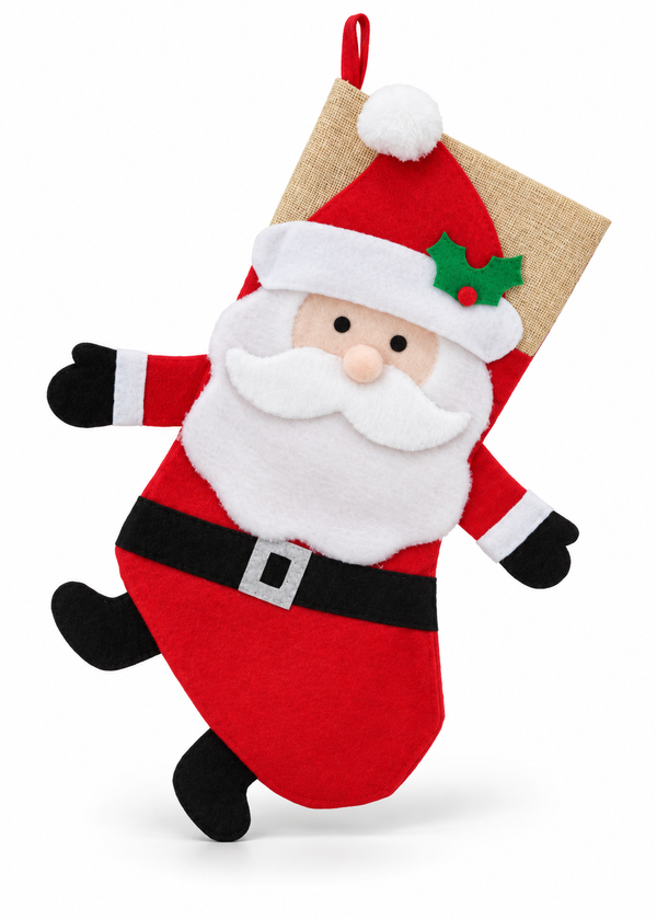 Santa and Gnome Christmas Stocking - 47 cm