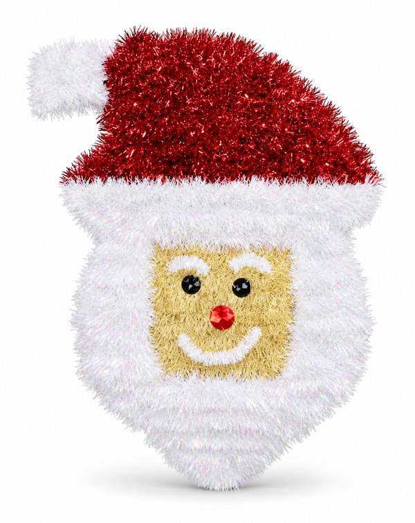 Santa & Snowman Tinsel Face Plaque