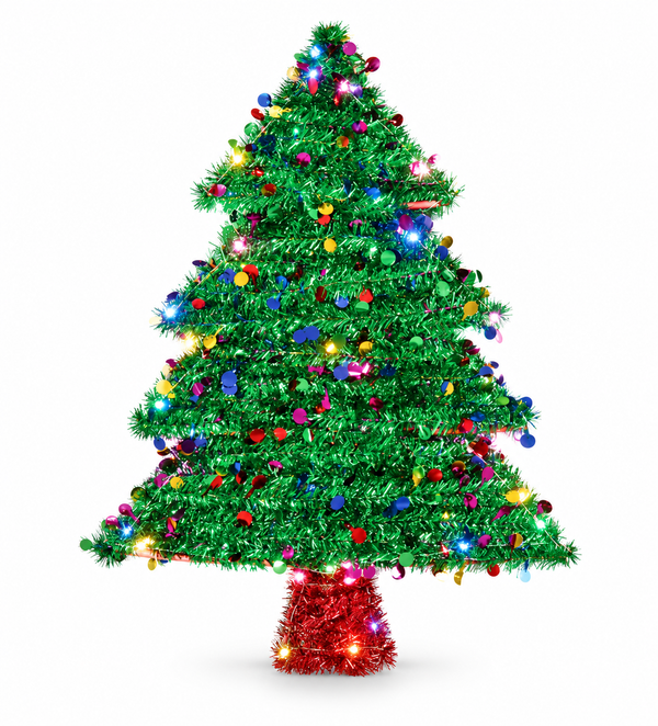 Light-Up Tinsel Christmas Tree Plaque