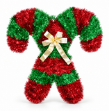 Crossed Tinsel Candy Cane Plaque