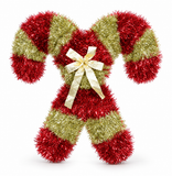 Crossed Tinsel Candy Cane Plaque