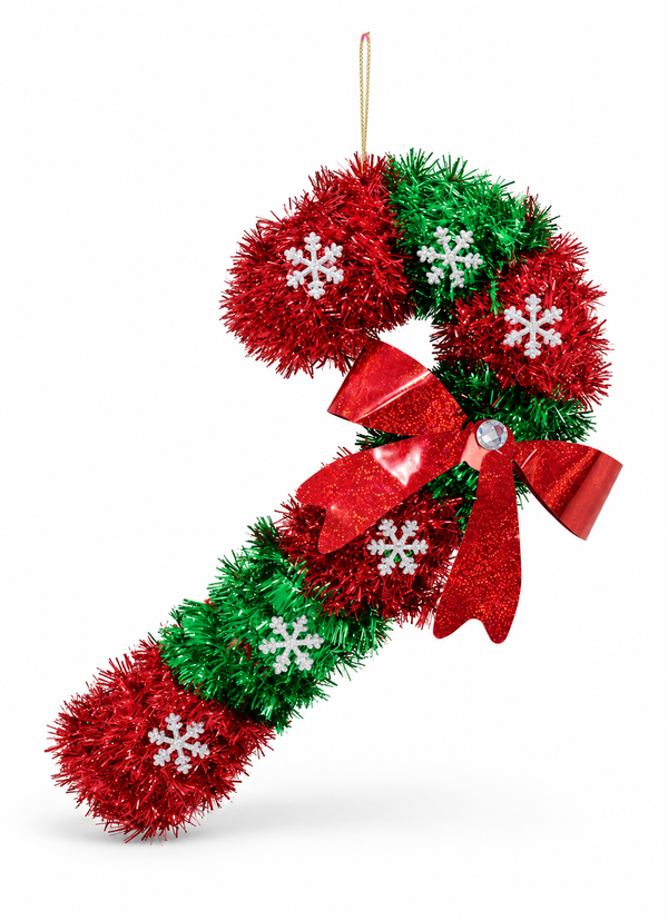 Tinsel Candy Cane Decoration – 37 cm