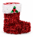Mini Tinsel Santa Hat & Boot Decoration – 13 cm