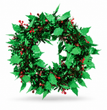 Holly and Berry Tinsel Christmas Wreath 28 cm