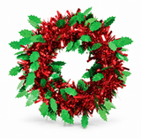 Holly and Berry Tinsel Christmas Wreath 28 cm