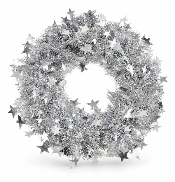 Star Tinsel Christmas Wreath 28 cm
