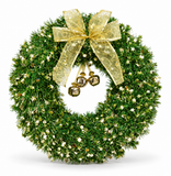 Tinsel Christmas Wreath with Bow and Bells 38 cm
