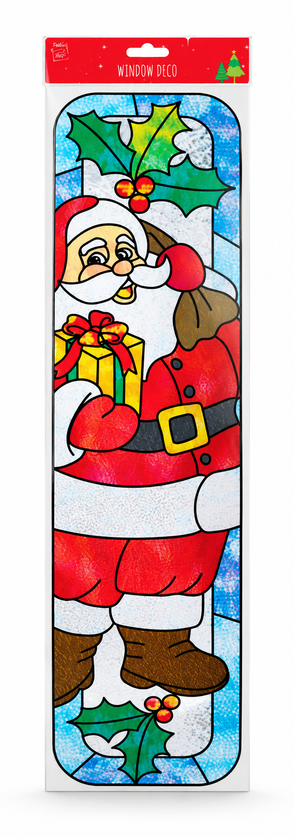 Stained Glass Style Christmas Window Cling - 59 x 13 cm