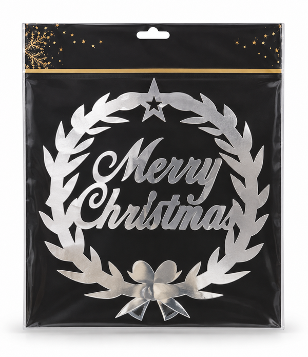 Metallic Merry Christmas Window Wreath – 25 cm