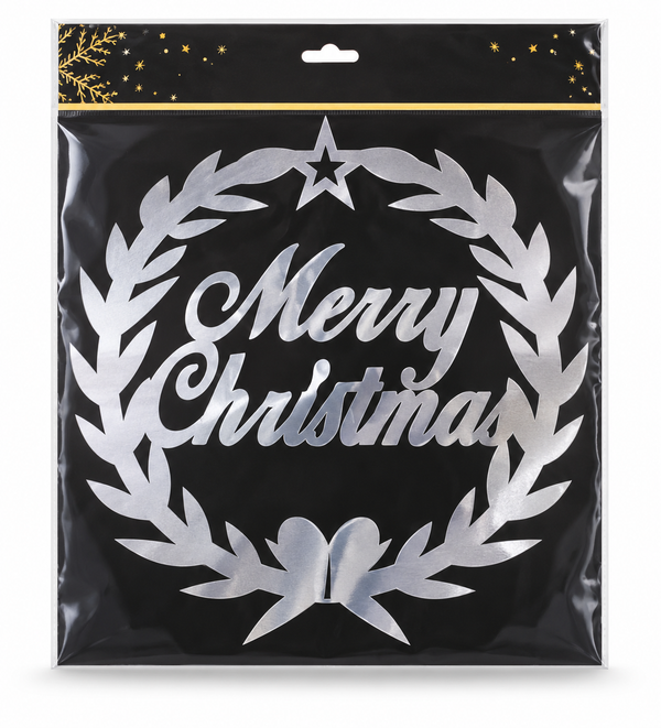 Metallic Merry Christmas Window Wreath – 40 cm