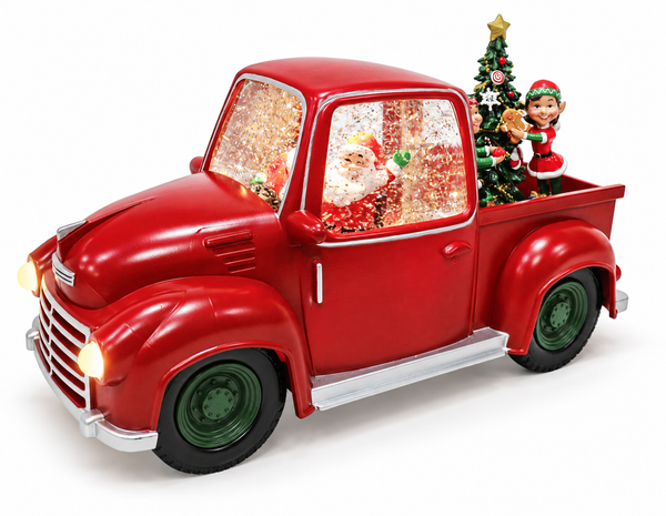 Musical Glitter Swirl Santa and Elves Truck
