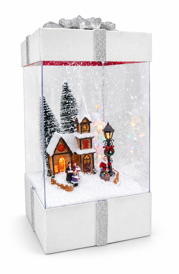 LED Musical Snowing White Present Decoration