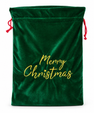 Gold Embroidered Velvet Christmas Sack - 50 x 70 cm
