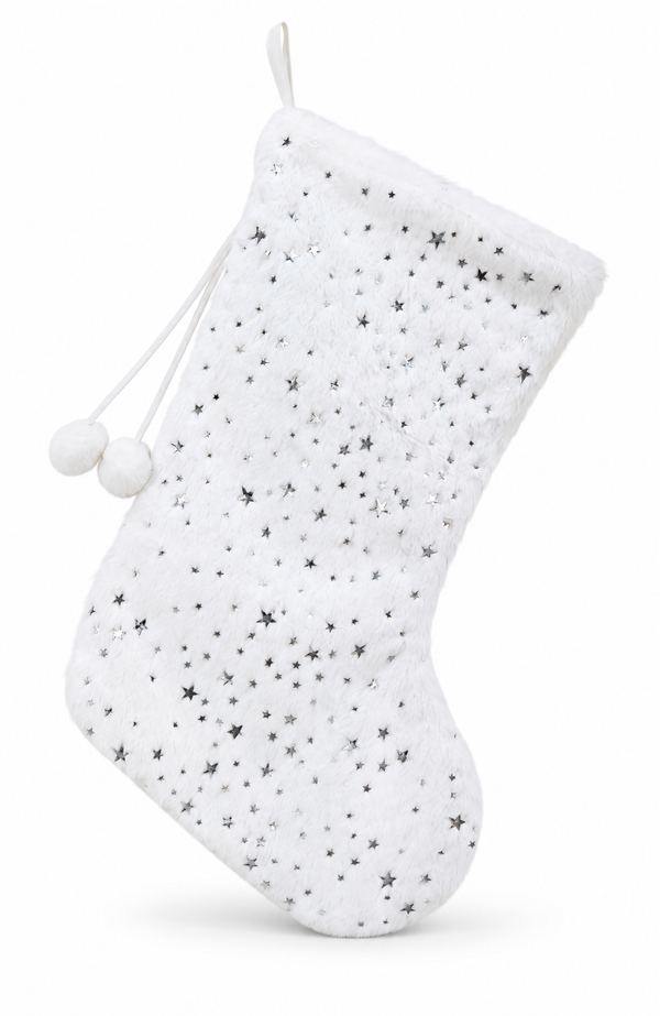 Soft Plush Foil-Star Christmas Stocking - 52 cm