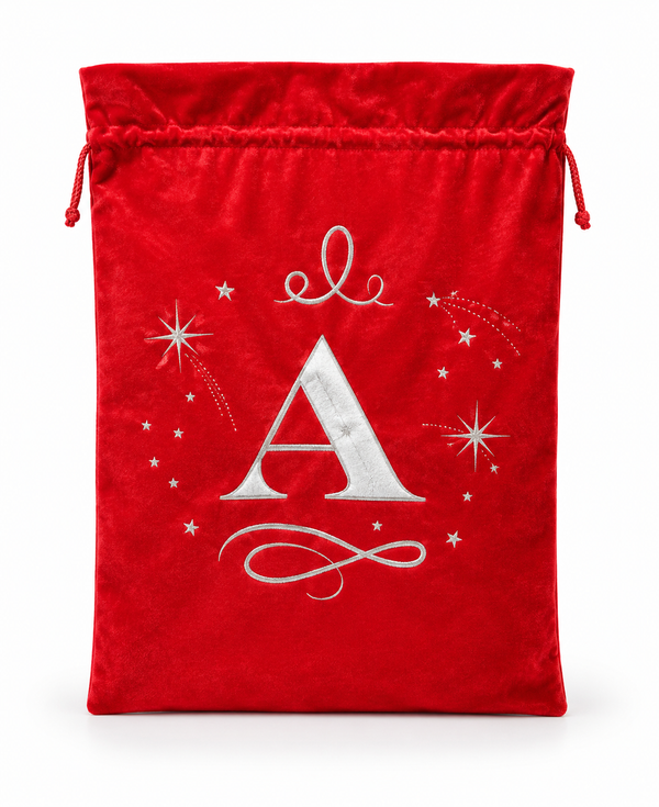 Silver Initial Christmas Gift Sack - 50 x 70 cm