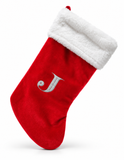 Red and Silver Initial Christmas Stocking - 50 cm