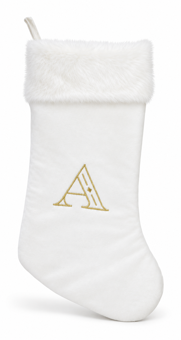 Cream and Gold Initial Christmas Stocking - 50 cm