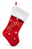 Gold Foil Merry Christmas Stocking - 53 cm