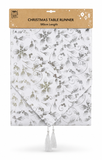 White Foil Print Christmas Table Runner – 180 cm