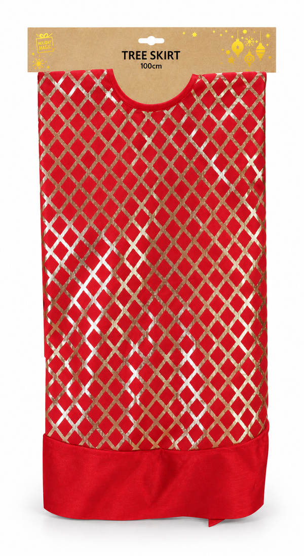 Red and Gold Foil Christmas Tree Skirt 100 cm