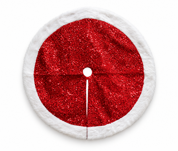 Red Sequin Christmas Tree Skirt 90 cm