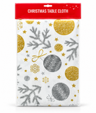 Gold and Silver Print PEVA Christmas Tablecloth – 130 × 180 cm