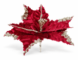 Embossed Velvet Poinsettia Clip – 30cm