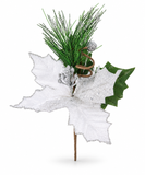Glitter Poinsettia Pick – 20cm