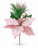 Glitter Poinsettia Pick – 20cm