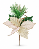 Glitter Poinsettia Pick – 20cm