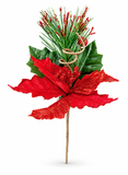Glitter Poinsettia Pick – 20cm