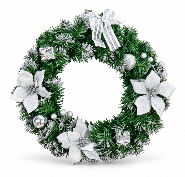 Poinsettia Glitter Christmas Wreath 40 cm